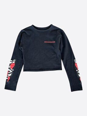 Chrome Hearts Matty Boy Black Sick Heart Women's Longsleeve Crop Top